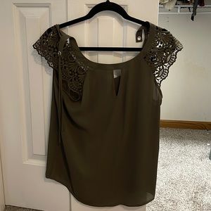 Olive green tie back top